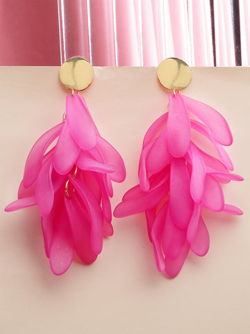 Bohey by KARATCART Gold-Plated Contemporary Pink Drop Earrings for Women