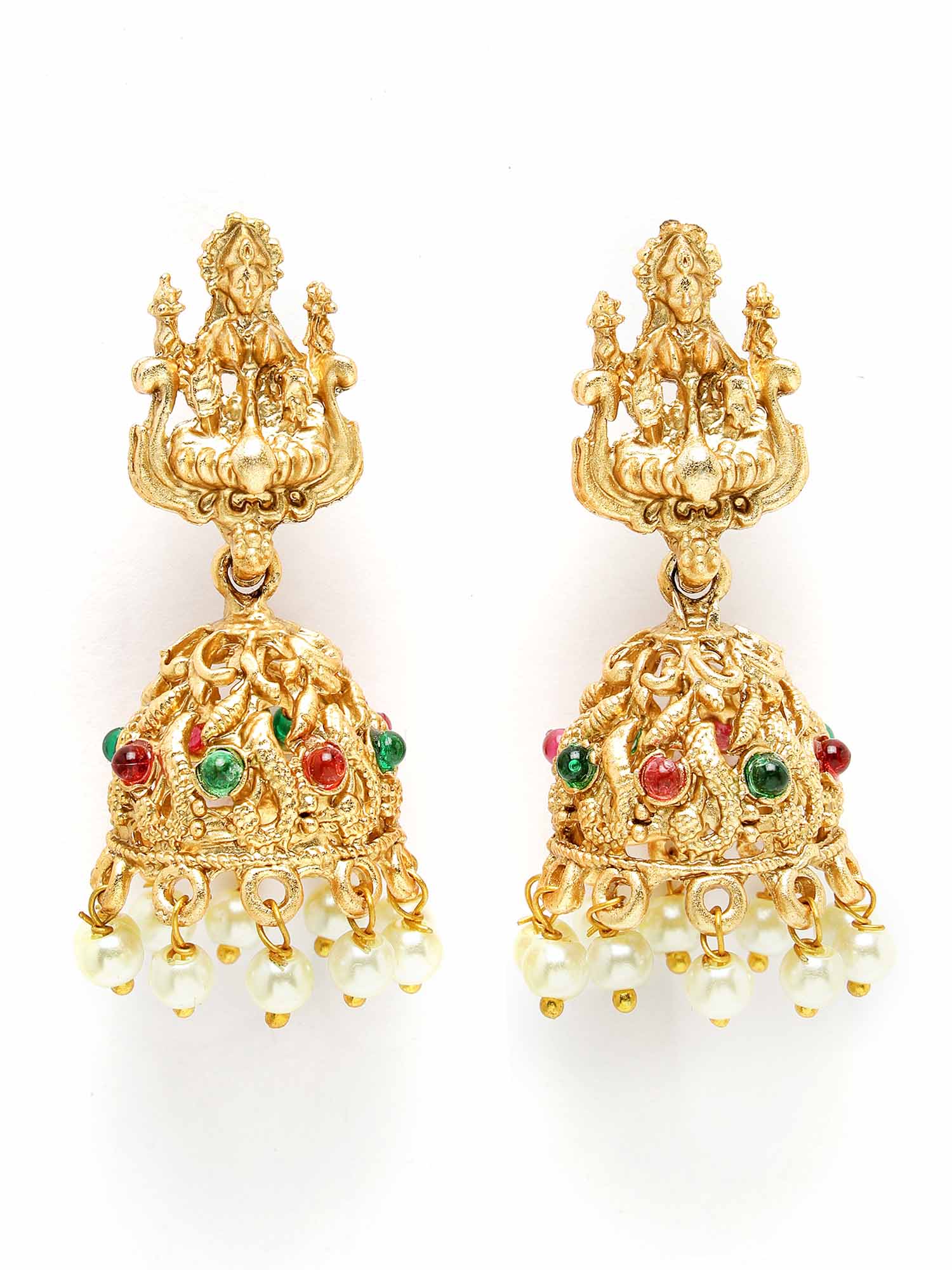 Karatcart Gold Plated Red Stone Laxmi Mata Rani Haar Temple Jewellery Set for Women - view 6