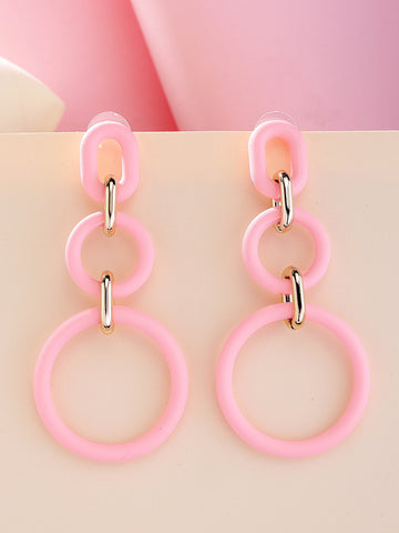 Bohey by KARATCART Baby Pink Matte Finish Link Dangler Earrings for Women