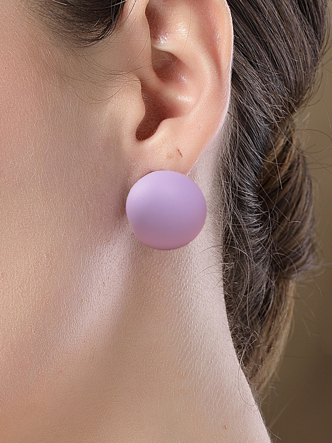 Bohey by KARATCART Matte Lilac Finish Dome Stud Earrings for Women