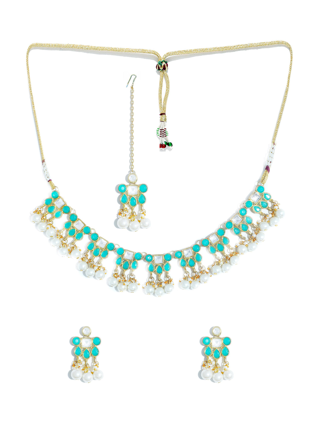 KARATCART Gold Plated Light Blue Kundan Choker Jewellery Set for Women