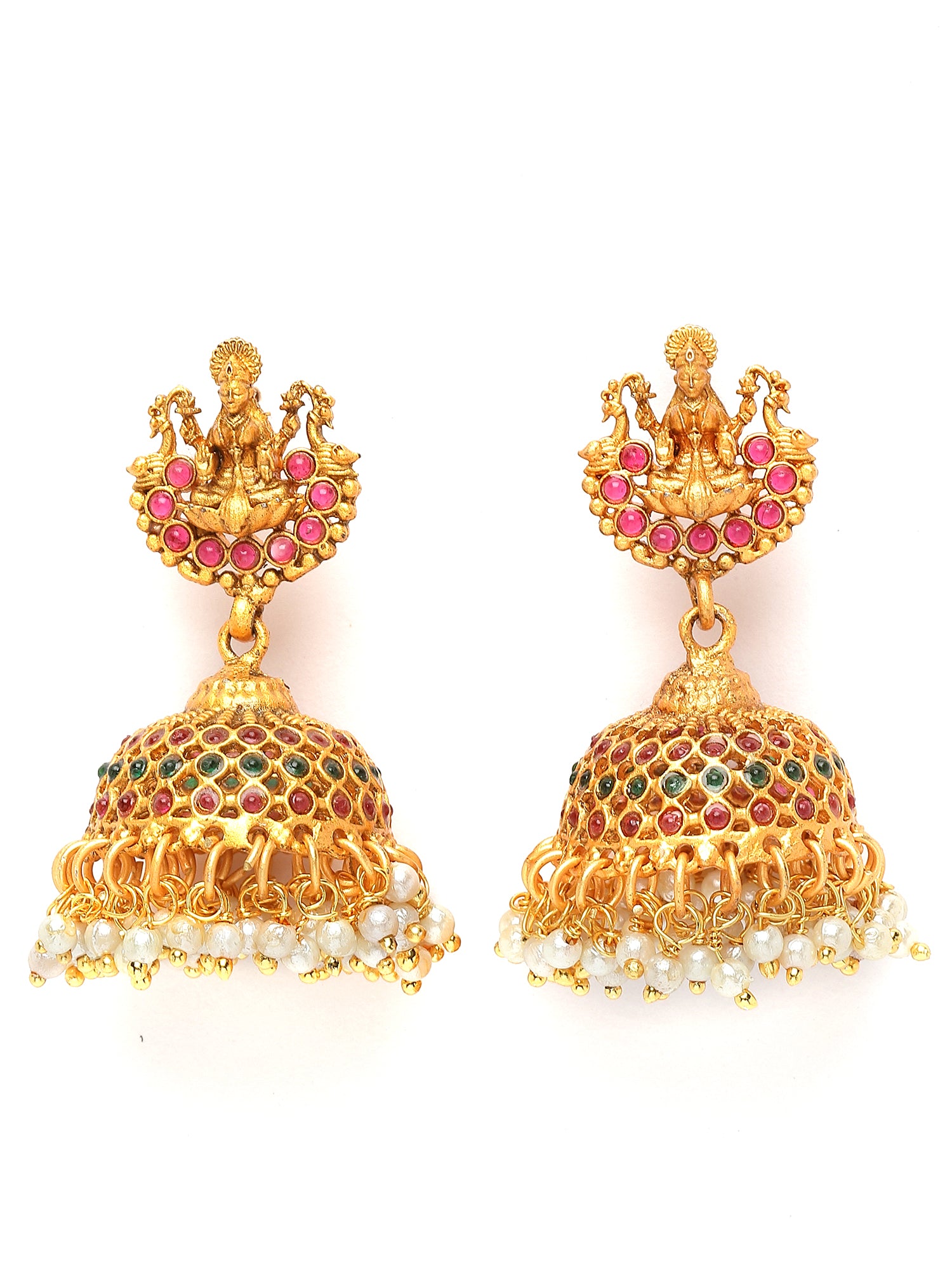 Karatcart Gold Plated Mata Laxmi and Peacock Design Temple Jewellery Set for Women - view 6