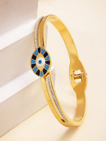 Bohey by KARATCART Gold-Plated Evil Eye Enamel Bangle-Style Bracelet for Women