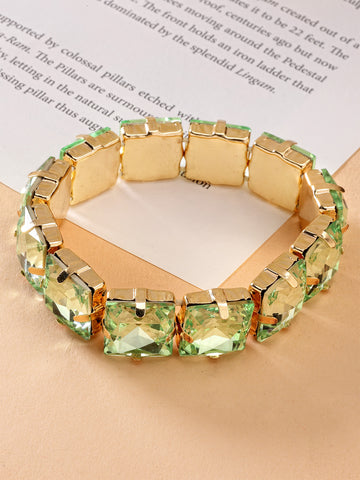 Bohey by KARATCART Gold-Plated Lime Green Cubic Zirconia Studded Wraparound Bracelet for Women