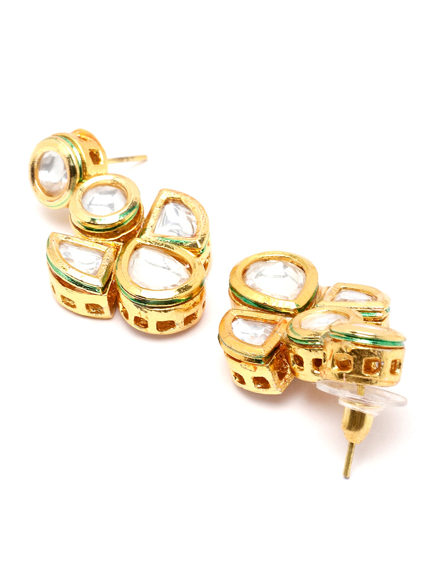 Karatcart Polki Kundan Gold-Plated Stud Earrings for Women - view 5