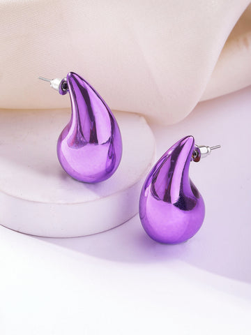 Bohey by KARATCART Matellic Purple Contemporary Studs Earrings