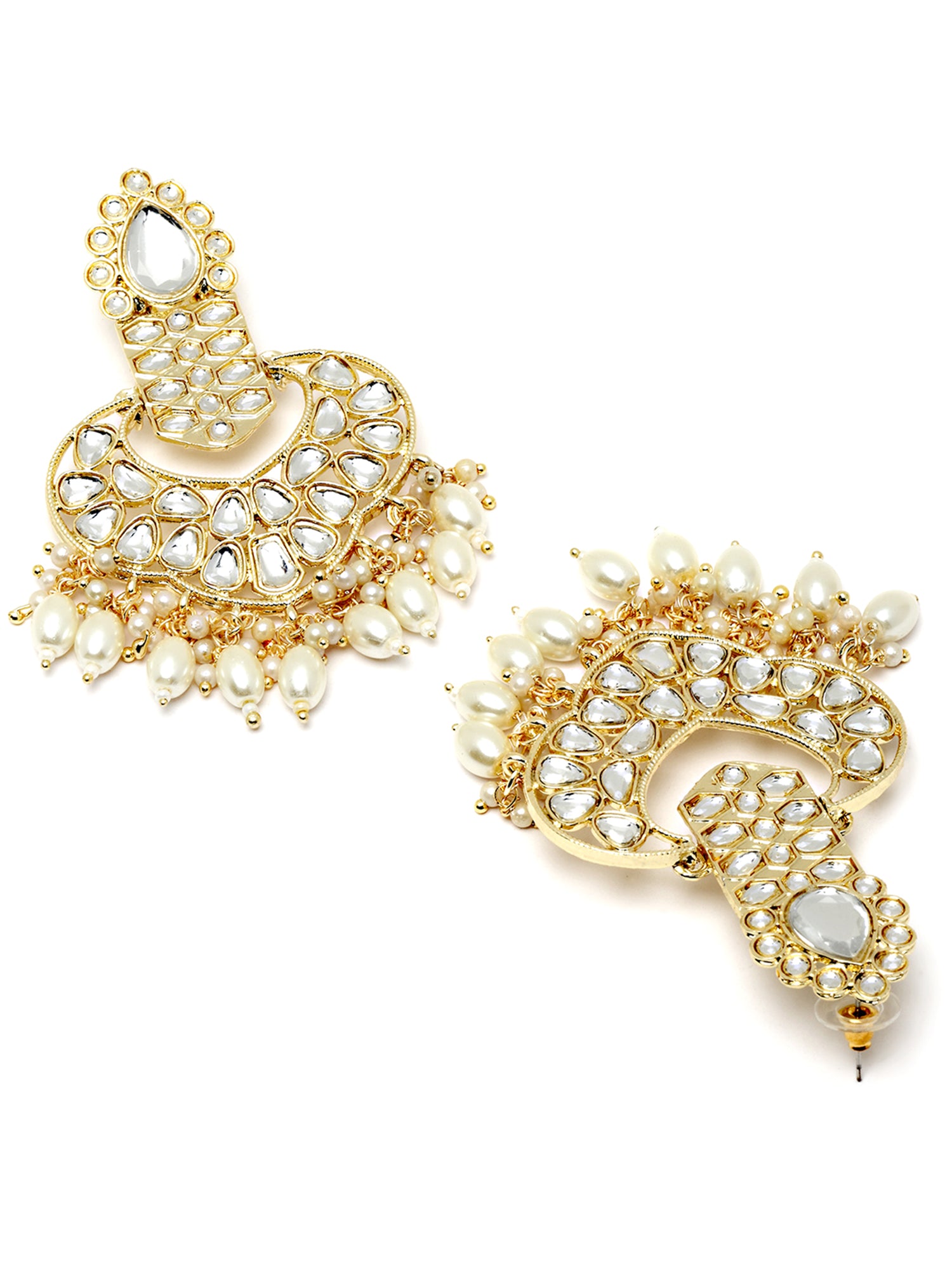 Karatcart Gold Plated Drop Shape Kundan Studded Dangler Earrings for Women - view 5