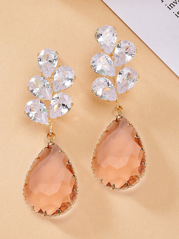 Bohey by KARATCART Gold-Plated Contemporary Peach Drop Earrings for Women