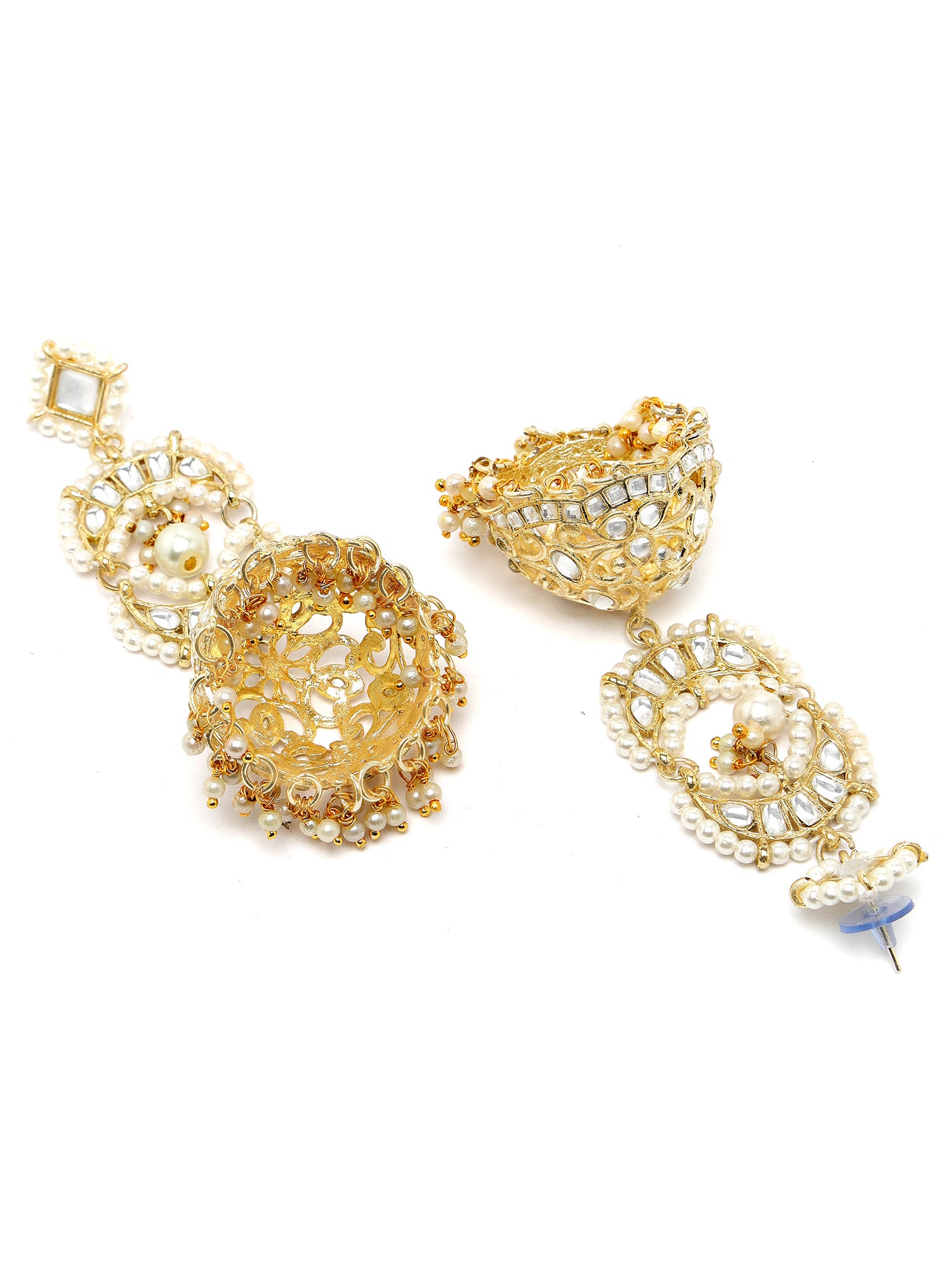 Karatcart Gold Plated Kundan Jhumki Drop Earrings for Women - view 5