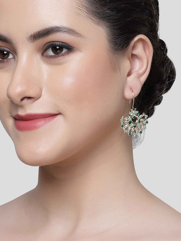 Karatcart Gold Plated Green Meena Drop Earring for Women