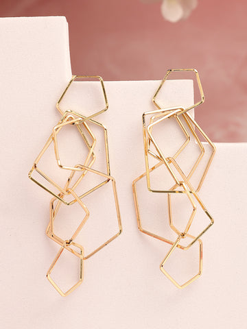 Bohey by KARATCART Gold Plated Geometrical Shape Drop Earrings for Women