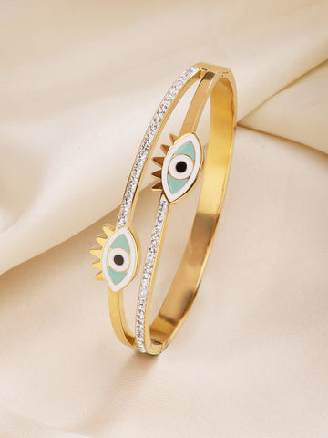 Bohey by KARATCART Gold-Plated Evil Eye Enamel Bangle-Style Bracelet for Women