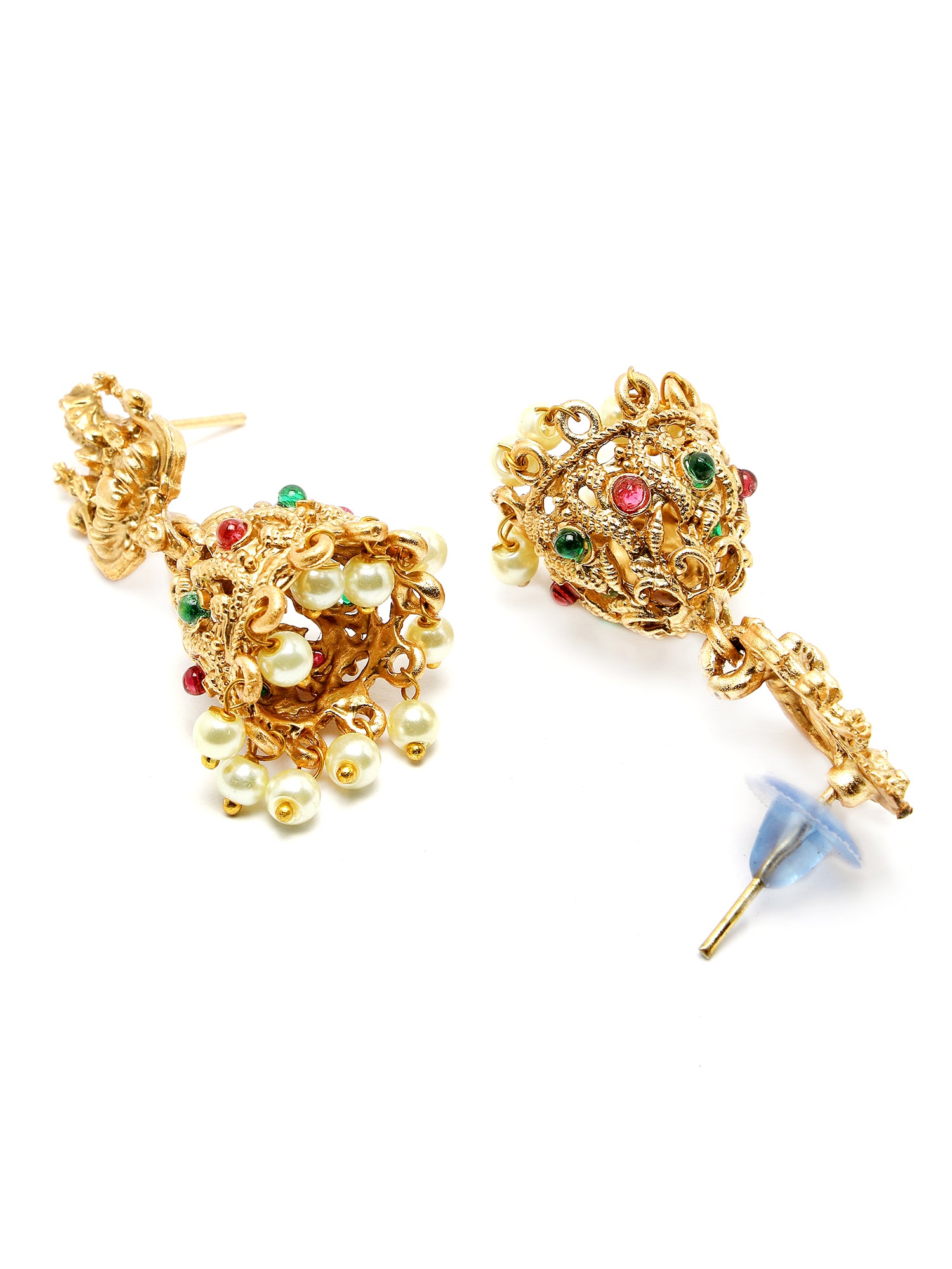 Karatcart Gold Plated Red Stone Laxmi Mata Rani Haar Temple Jewellery Set for Women - view 7