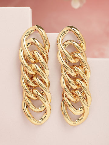 Bohey by KARATCART Gold Plated Chain Drop Earrings for Women