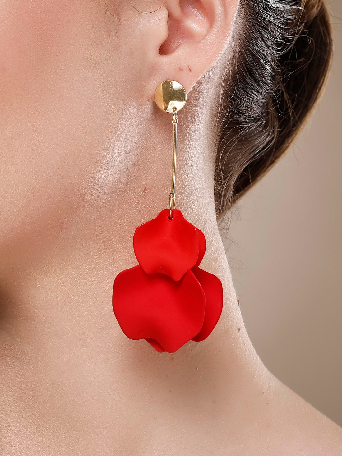 Bohey by KARATCART Gold-Plated Contemporary Red Drop Earrings for Women