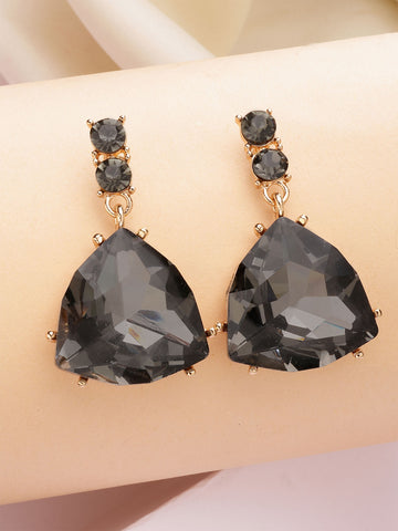 Bohey by KARATCART Gold-Plated Contemporary Black Drop Earrings for Women