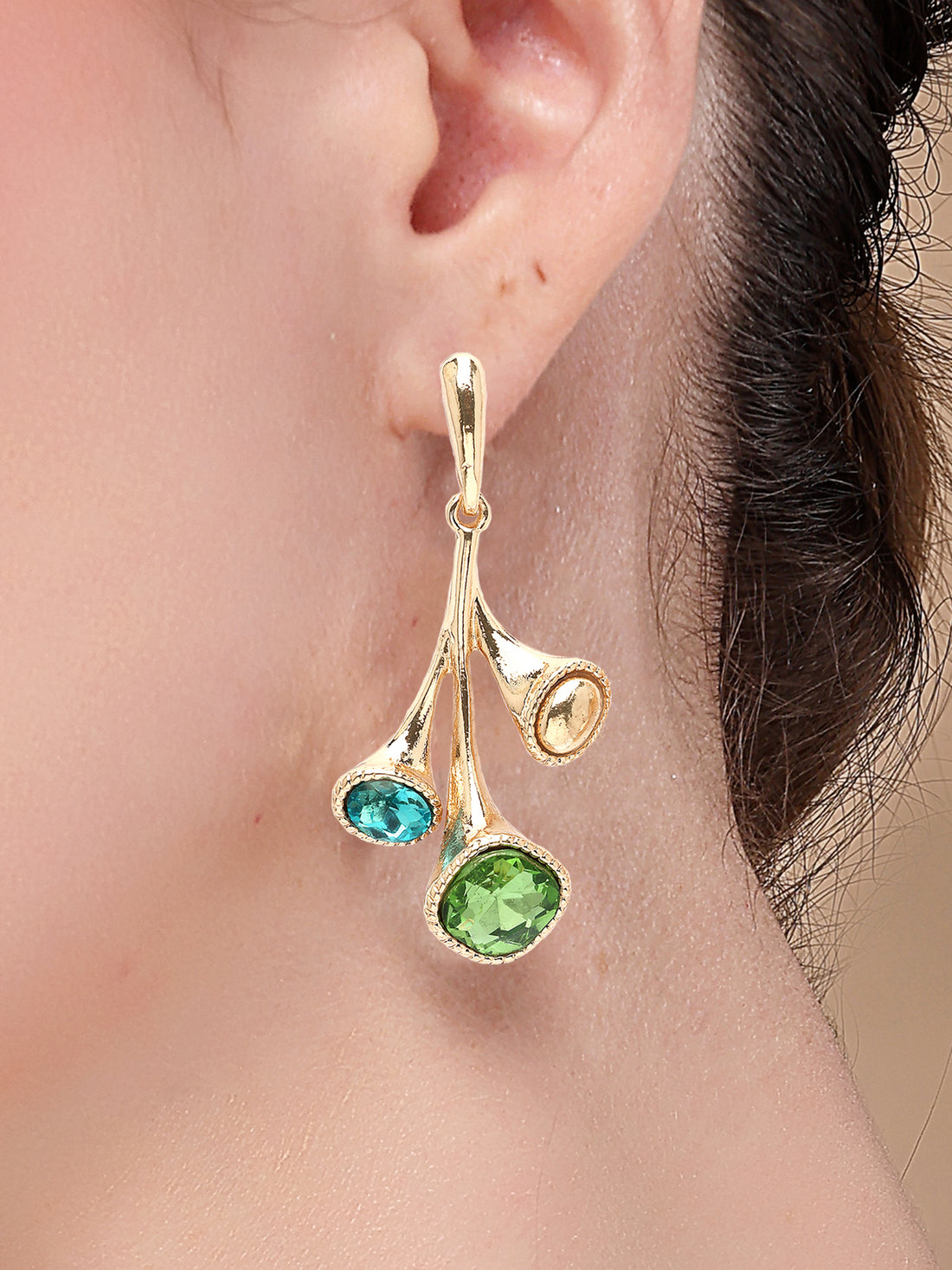 Bohey by KARATCART Gold-Plated Contemporary Drop Earrings for Women