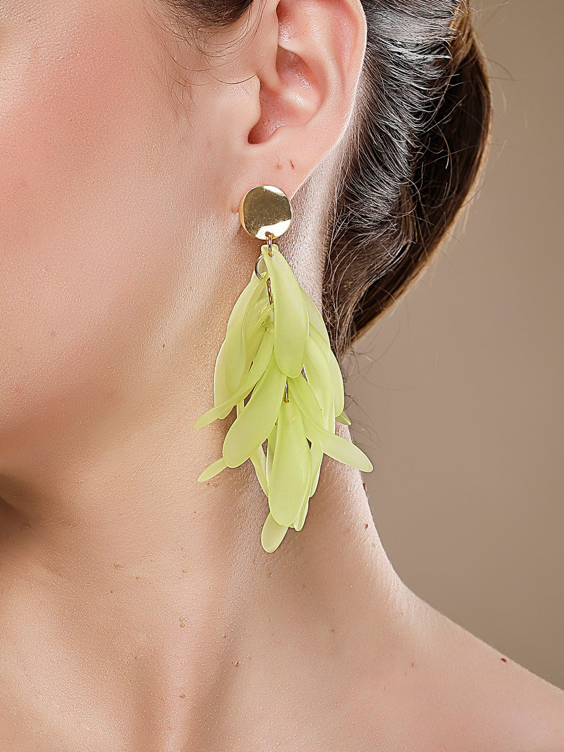 Bohey by KARATCART Gold-Plated Contemporary Lime Green Drop Earrings for Women