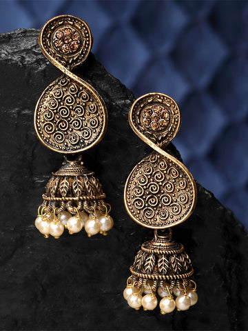 Karatcart Antique Gold Plated Dangler Earrings for Women