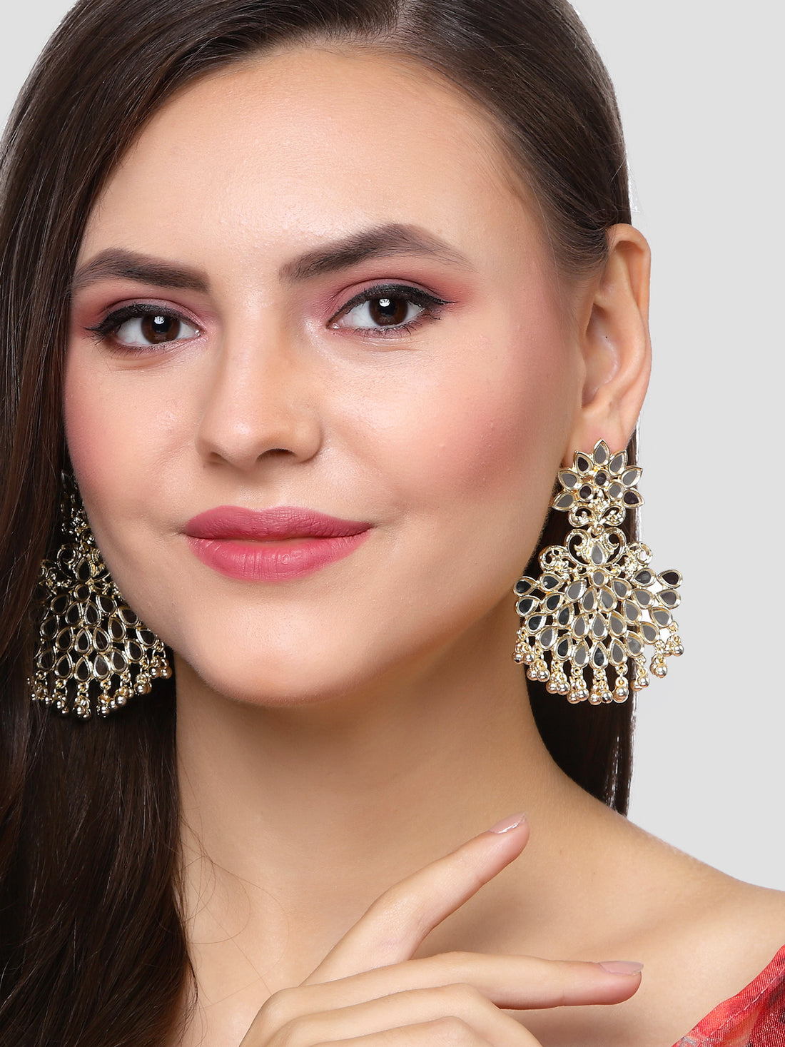 Karatcart Gold Plated Mirror Studded Dangler Earrings for Women