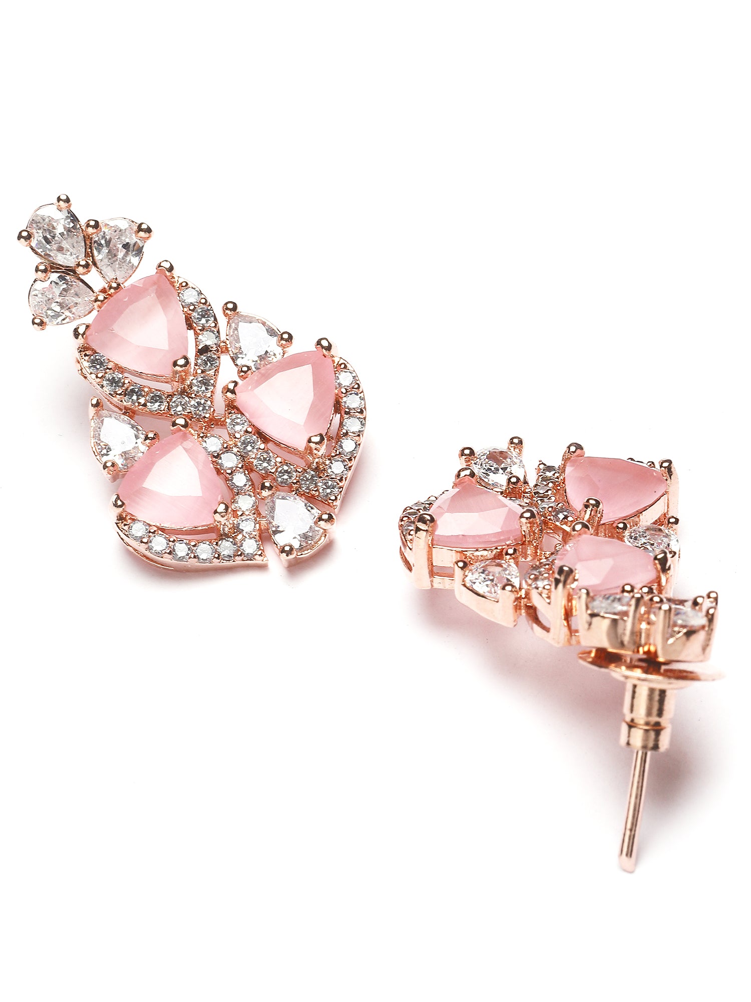 Karatcart Rose Gold Plated Heart Shape Pink Cubic Zirconia Necklace Set for Women - view 7