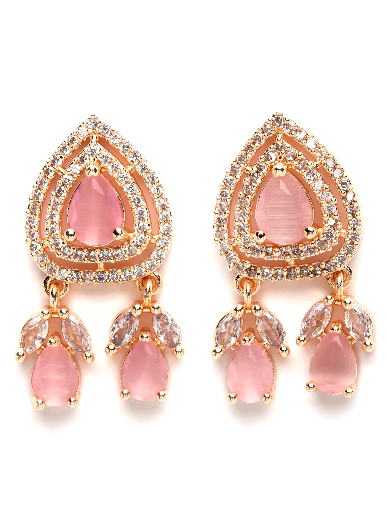 Karatcart Rose Gold Plated Pearl Beaded Cubic Zirconia Choker Necklace Set for Women - view 6