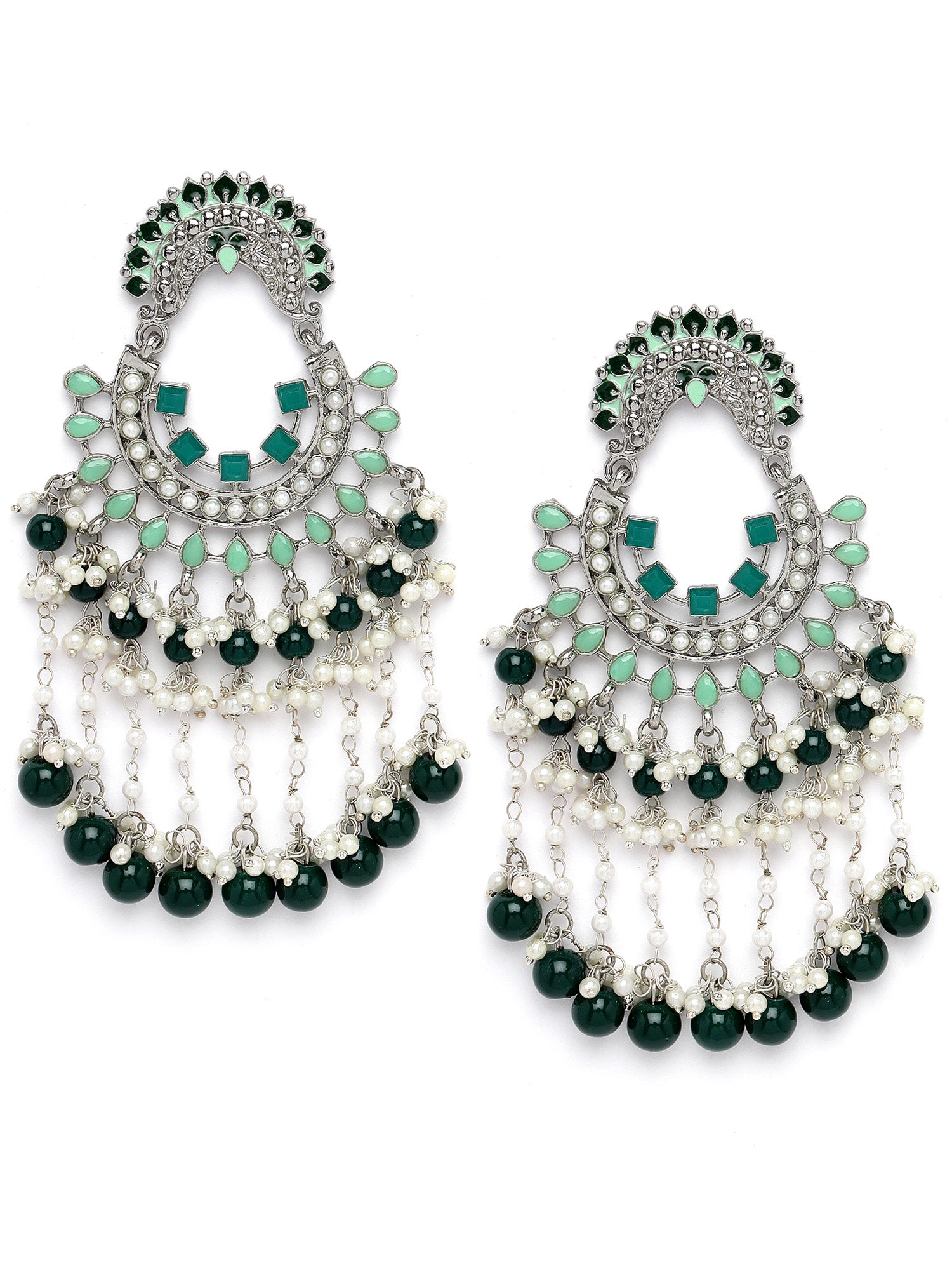 Karatcart Gold Plated Green Beads Kundan Dangler Earrings for Women - view 4