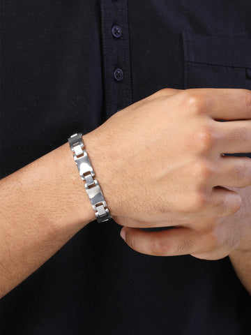 Bohey by KARATCART Silver Plated Men Link Bracelet