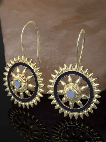 Karatcart Gold Plated Blue Meena Sun Shape Drop Earring for Women