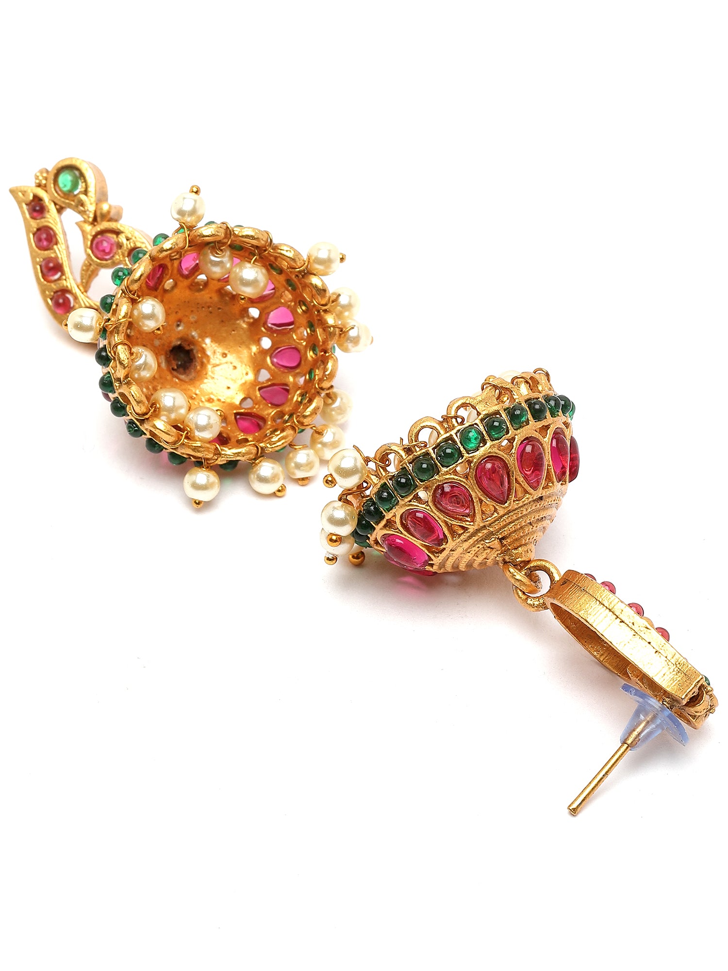 Karatcart Gold Plated Red Stones Laxmi Mata Temple Jewellery Set for Women - view 7