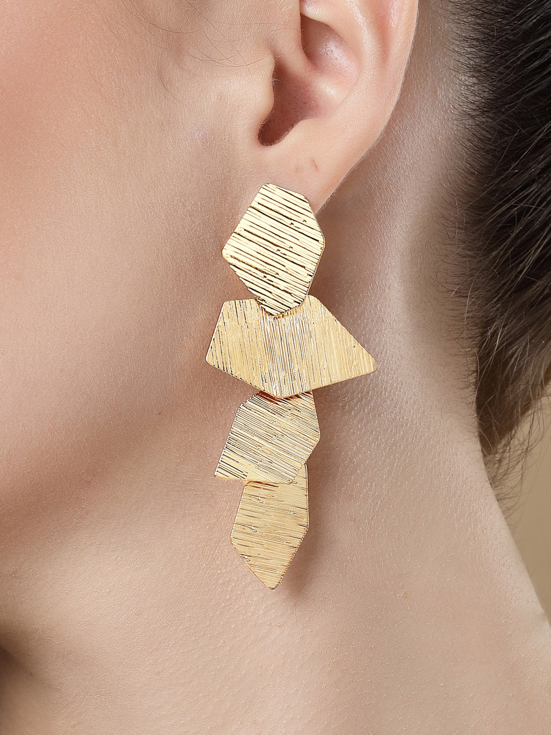 Bohey by KARATCART Gold Plated Textured Contemporary Dangler Earrings for Women