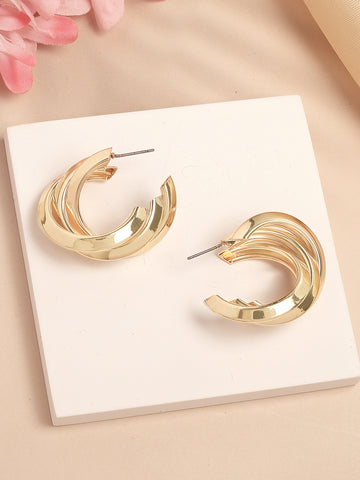 Bohey by KARATCART Gold-Plated Contemporary Hoop Earrings for Women