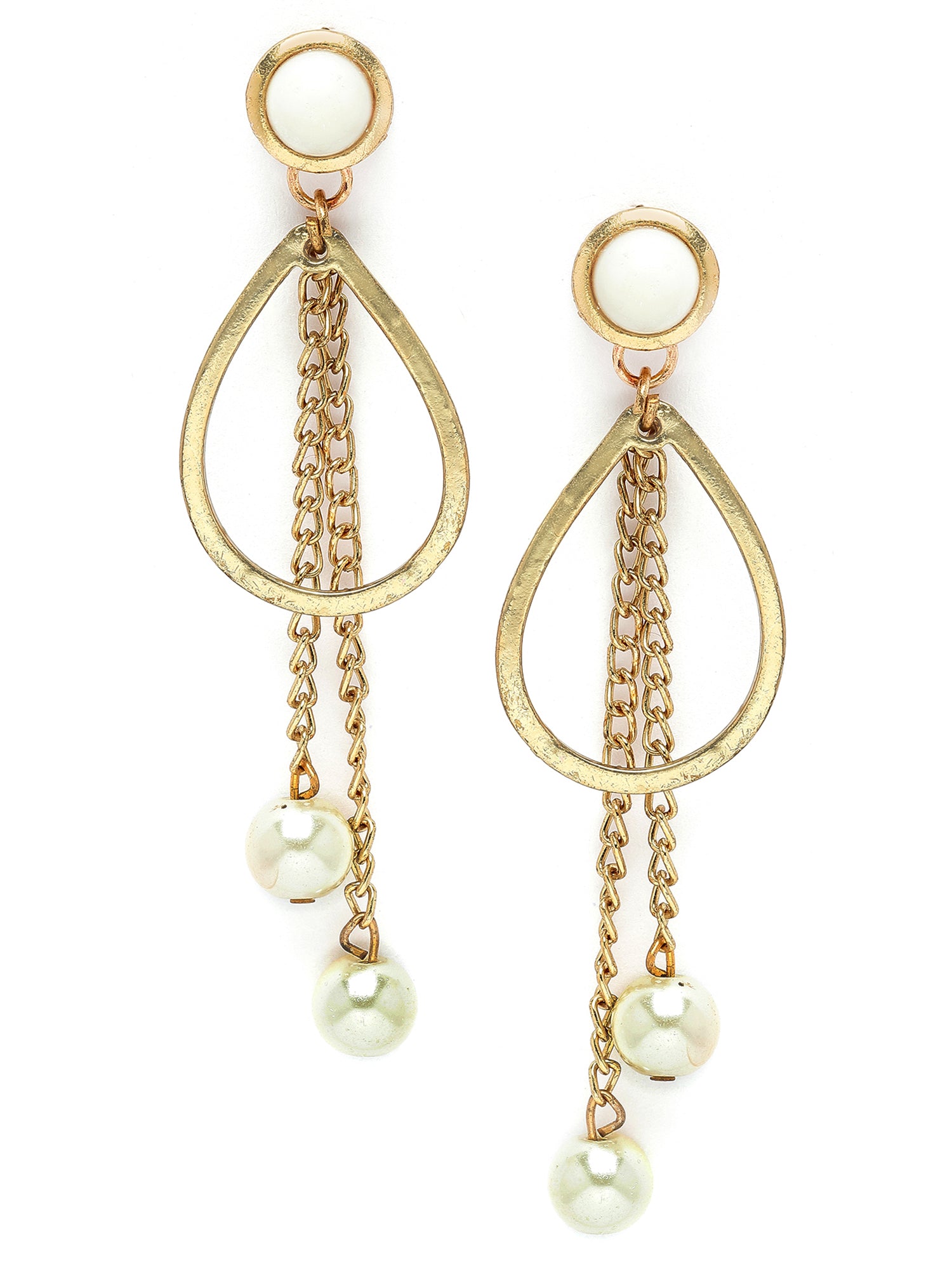 Karatcart Gold-Plated Drop Shape Pearl and Kundan Drop Earrings for Women - view 4