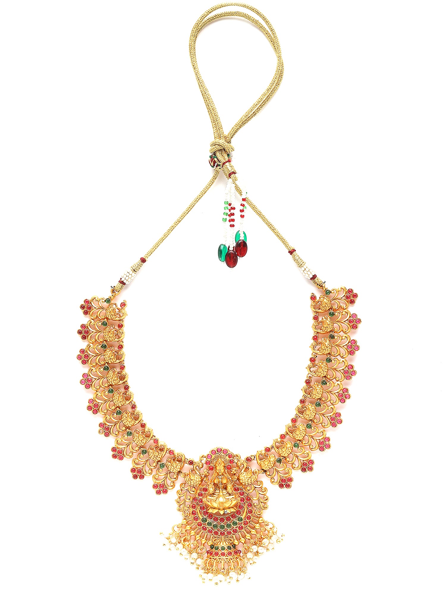 Karatcart Gold Plated Mata Laxmi and Peacock Design Temple Jewellery Set for Women - view 5