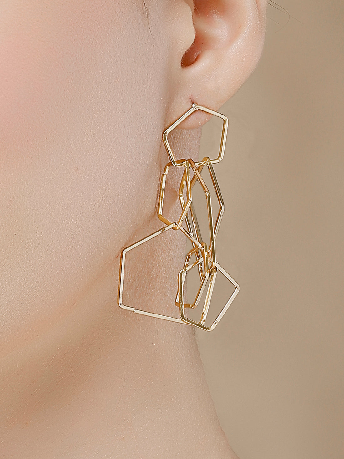 Bohey by KARATCART Gold Plated Geometrical Shape Drop Earrings for Women