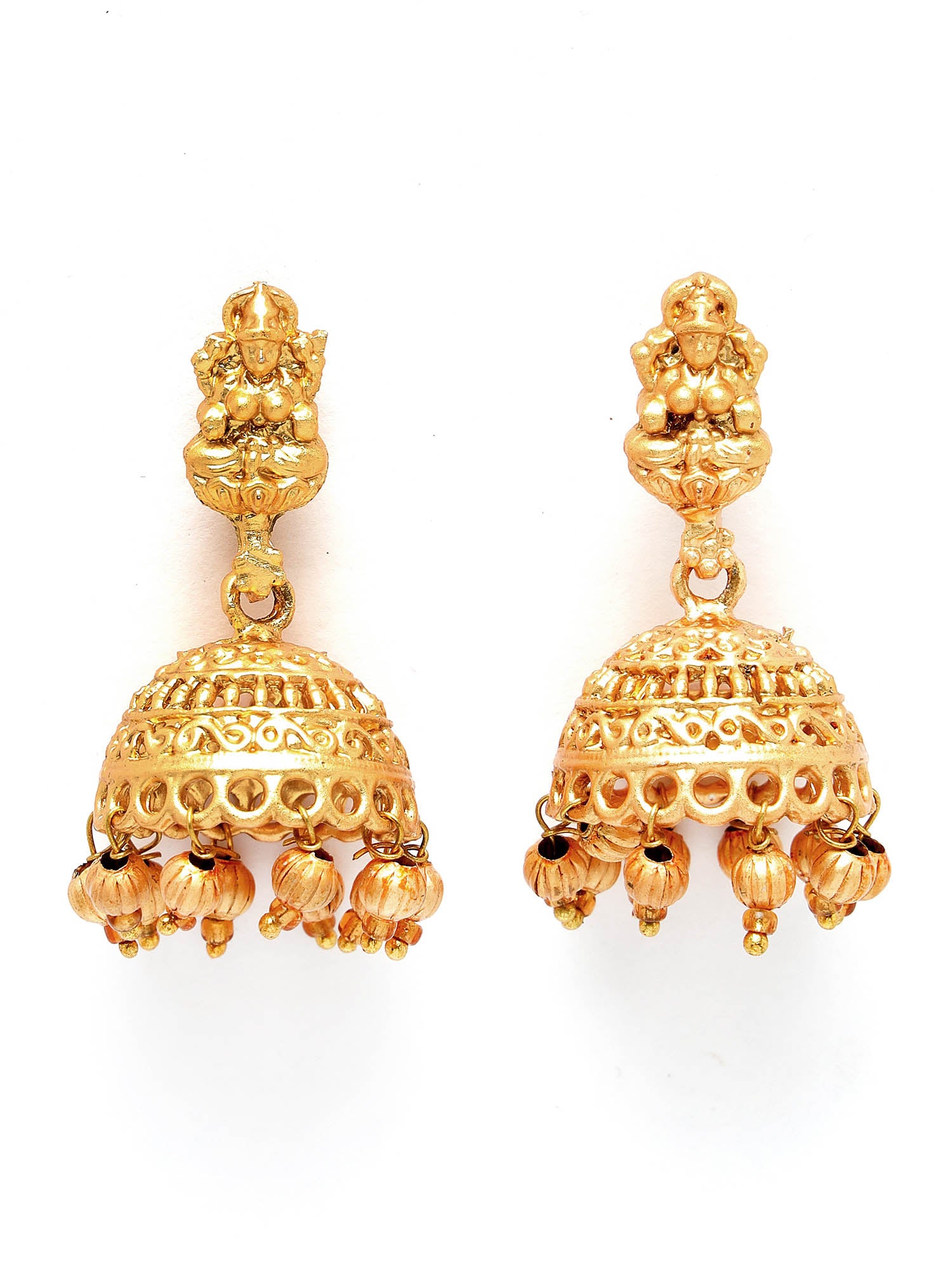 Karatcart Gold Plated Red Stones Classic Laxmi Mata Temple Jewellery Set for Women - view 6