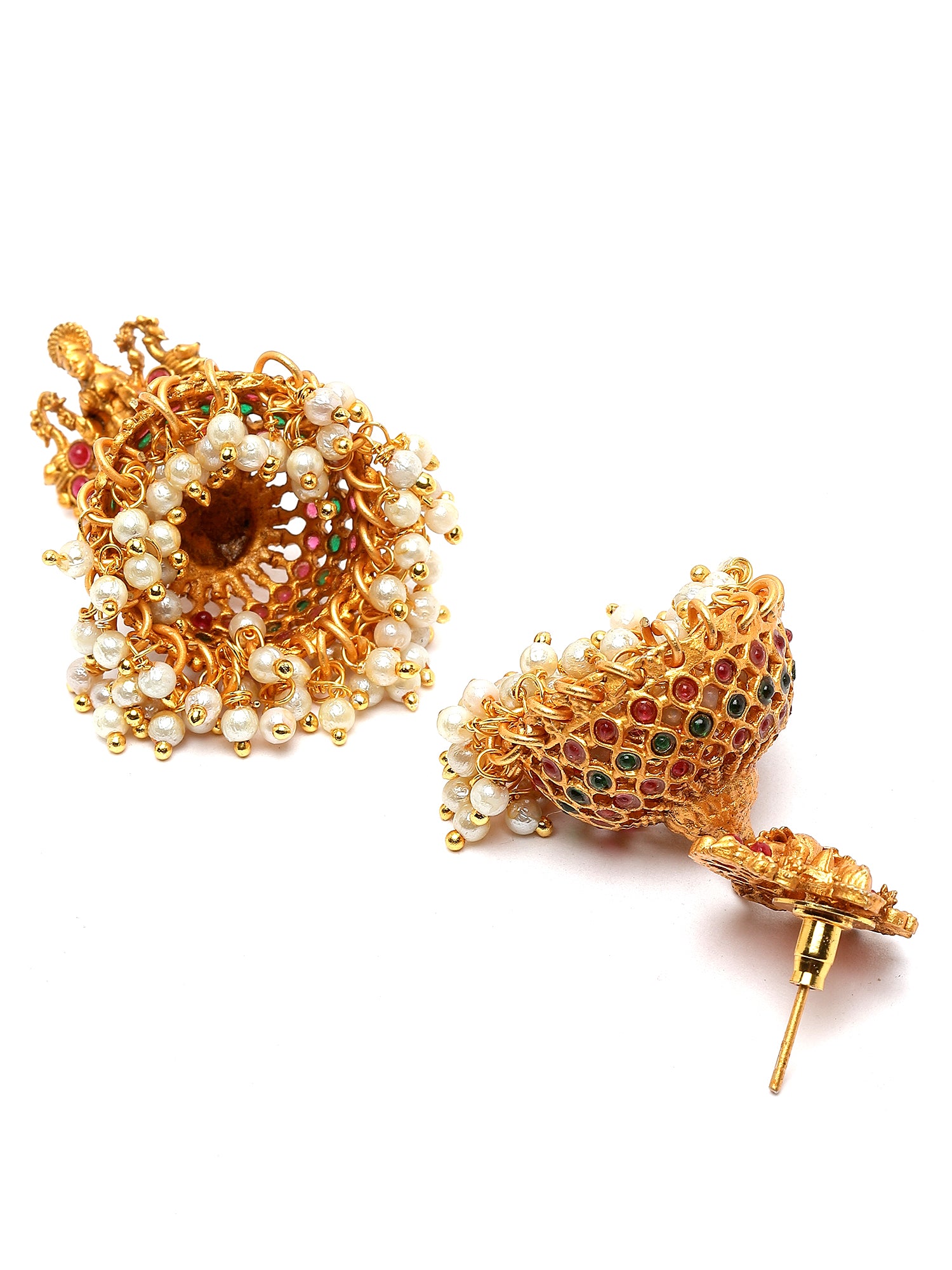 Karatcart Gold Plated Mata Laxmi and Peacock Design Temple Jewellery Set for Women - view 7