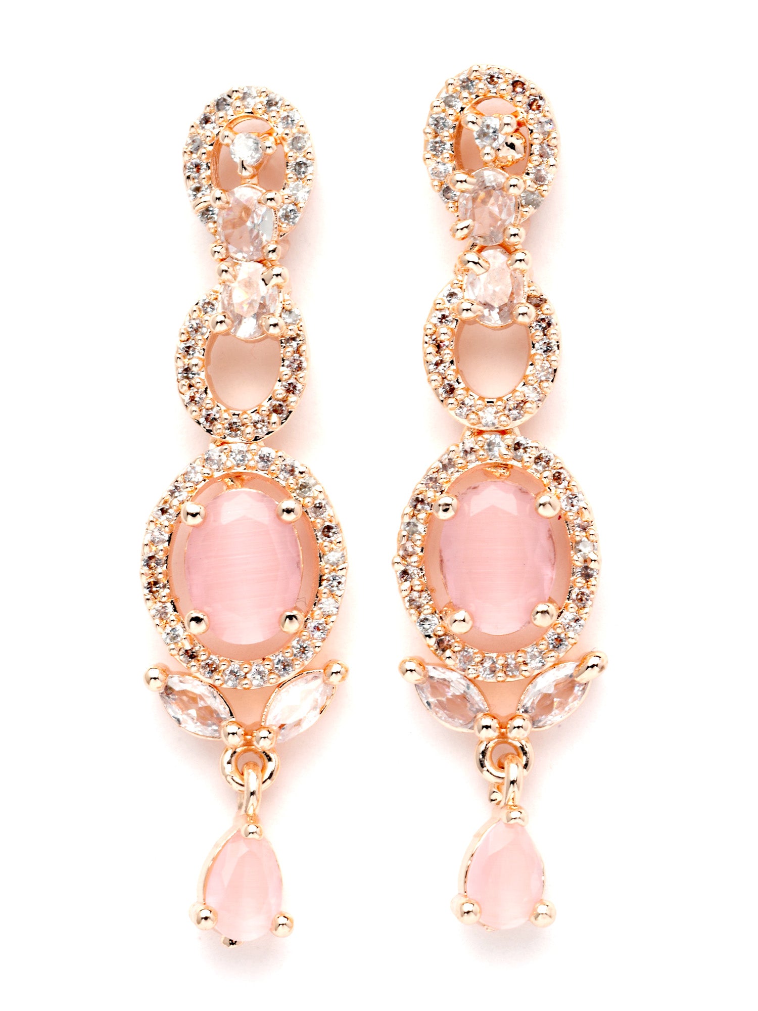 Karatcart Rose Gold Plated Pink Cubic Zirconia Studded Necklace Set for Women - view 6