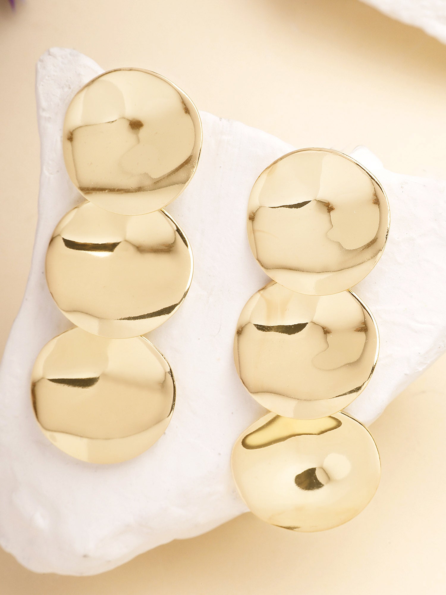 Bohey by KARATCART Gold Plated Classic Round Shape Drop Earrings for Women