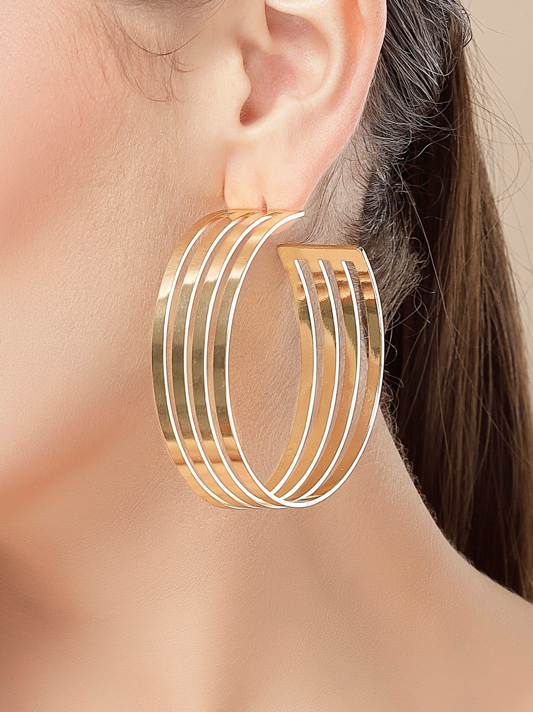 Bohey by KARATCART Gold Plated Half Hoop Earrings for Women