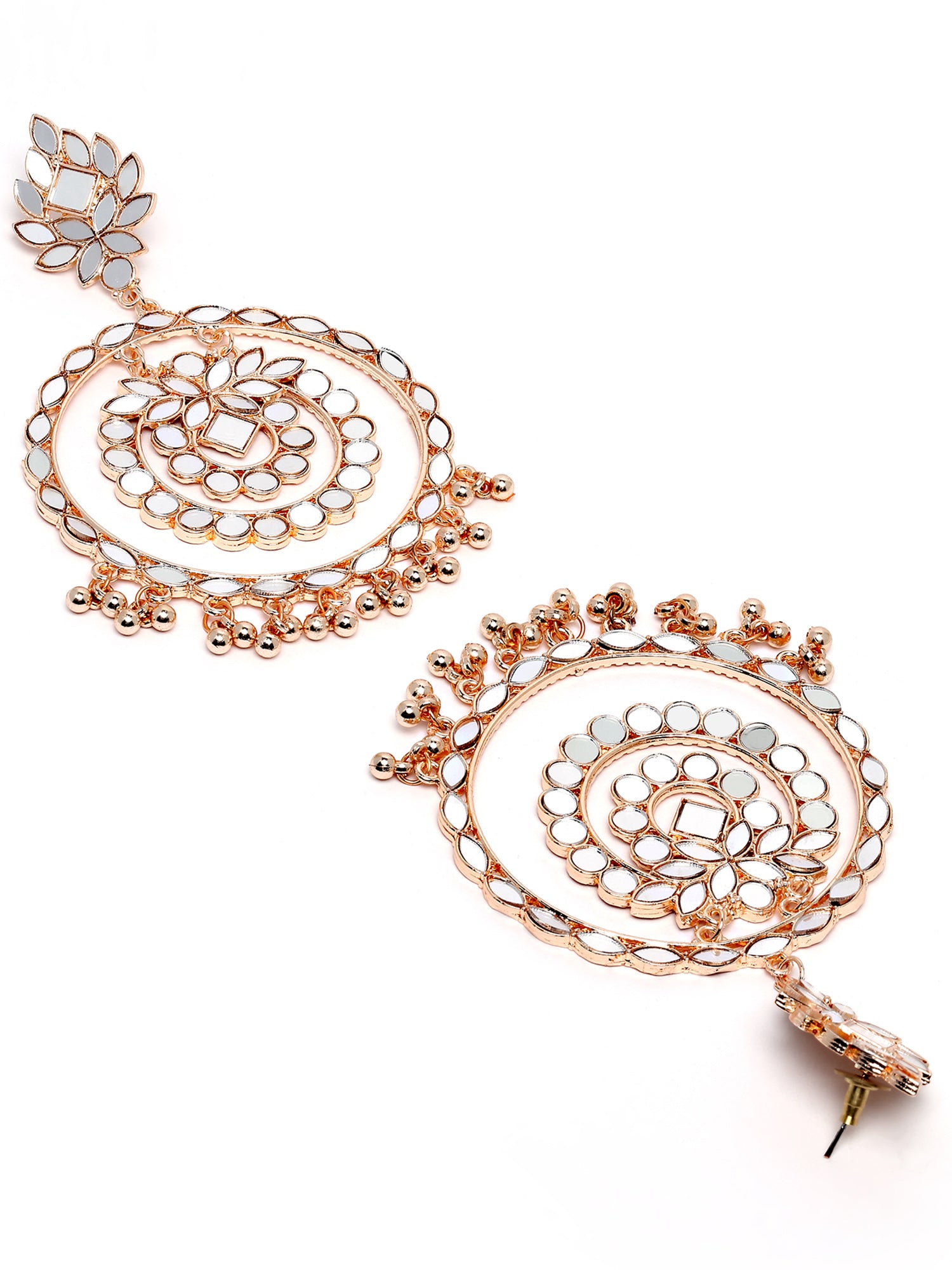 Karatcart Rose Gold Plated Mirror Studded Round Shape Dangler Earrings for Women - view 5