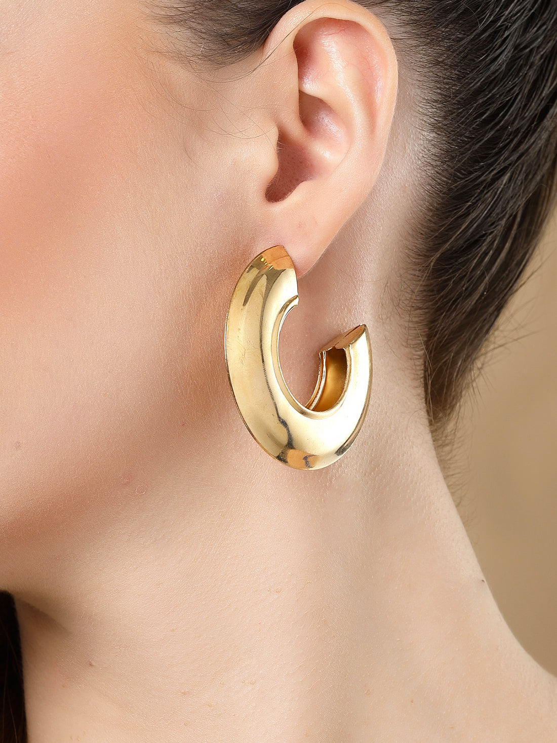 Bohey by KARATCART Gold Plated Half Hoop Earrings for Women