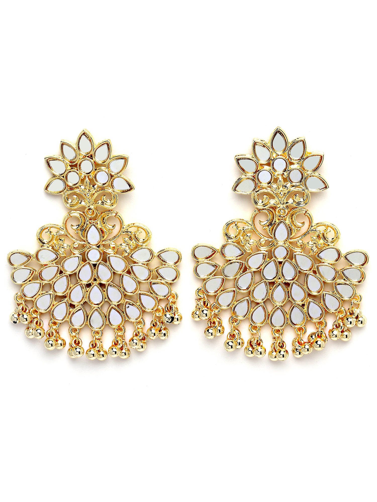Karatcart Gold Plated Mirror Studded Dangler Earrings for Women - view 4