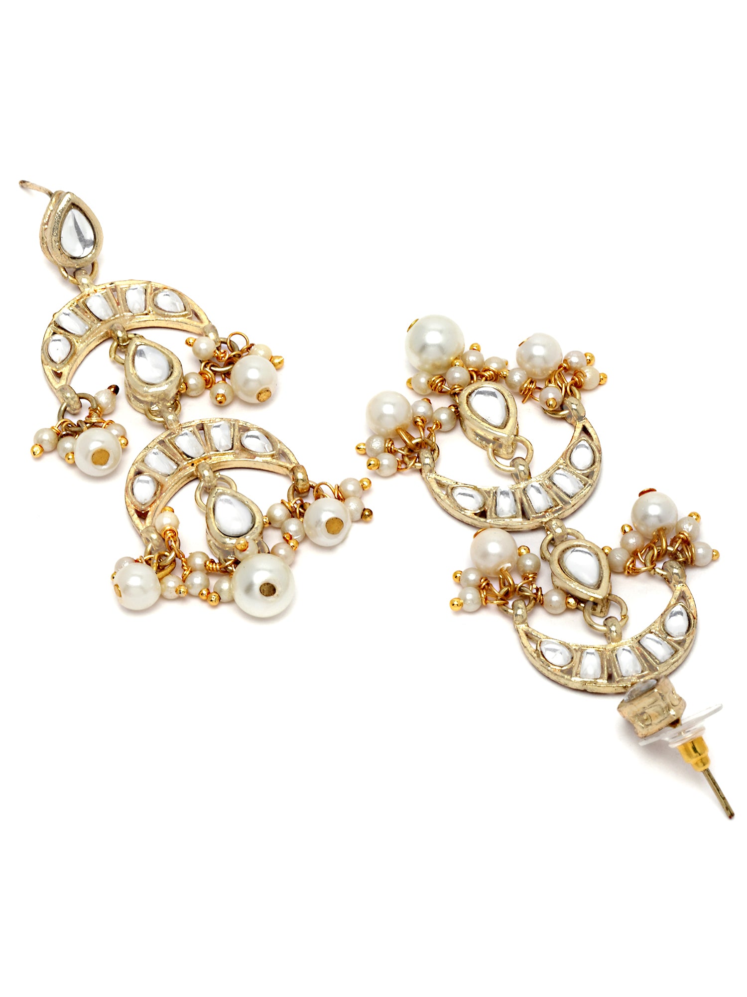 Karatcart Gold Plated Pearl and Drop Kundan Studded Dangler Earrings for Women - view 5