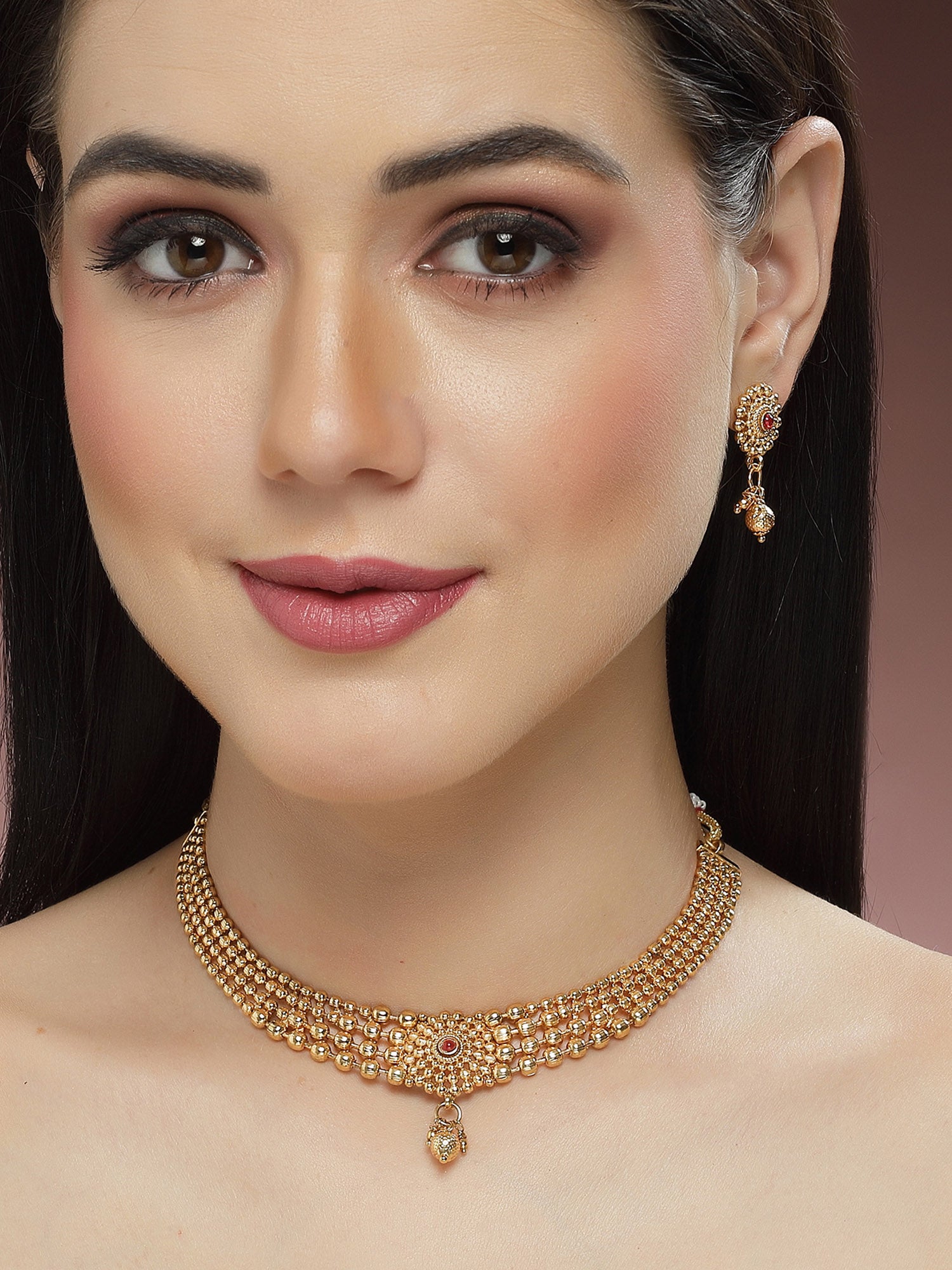 Karatcart Gold Plated Classic Temple Jewellery Set for Women - Image 1