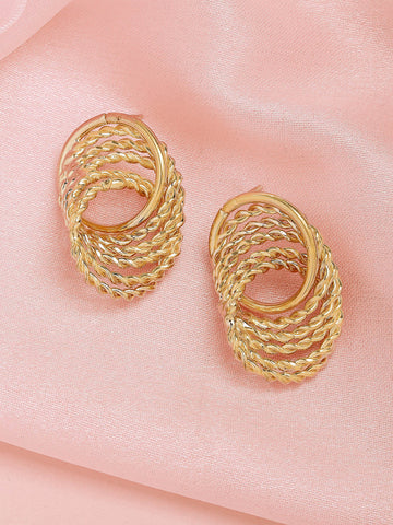 Bohey by KARATCART Gold Plated Interlinked Twisted Wire Stud Earrings for Women