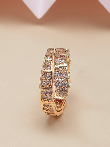 Bohey by KARATCART Gold Plated Cubic Zirconia Studded Snake Design Women's Finger Ring