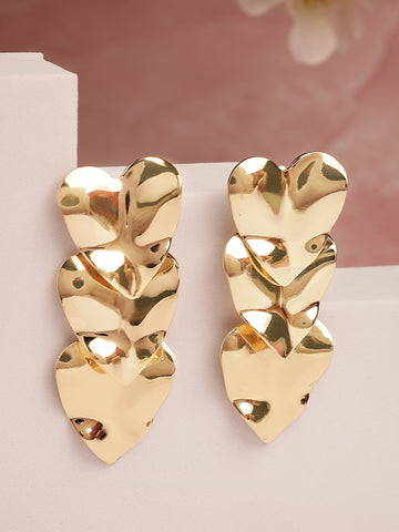 Bohey by KARATCART Gold Plated Heart Shape Drop Earrings for Women