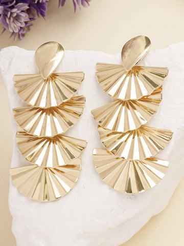 Bohey by KARATCART Gold Plated Leaf Design Drop Earrings for Women