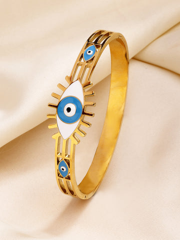 Bohey by KARATCART Gold-Plated Evil Eye Enamel Bangle-Style Bracelet for Women